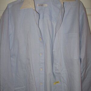 Blue & White Contrast Color Winchester Dress Shirt Men's 16 Geoffrey Beene